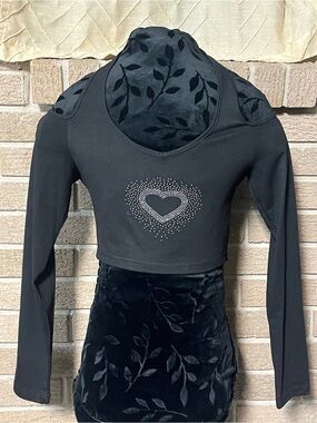 Cropped Black Long Sleeve Party Top